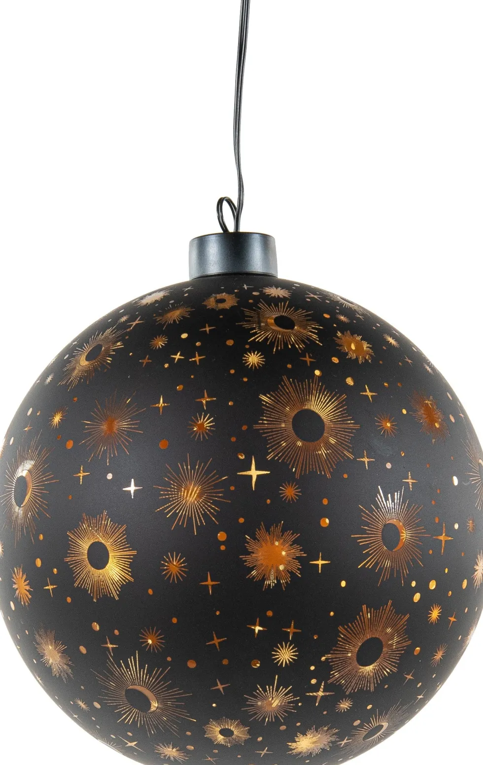 Anna's Collection kerstbal Kosmos zwart met verlichting D 15 cm