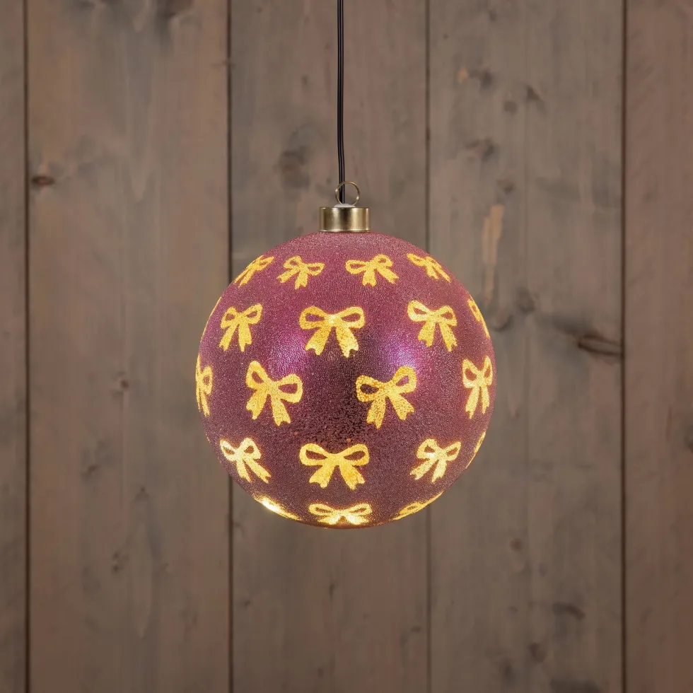 Anna's Collection kerstbal strik met verlichting D 15 cm