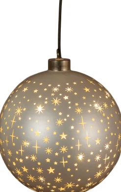 Anna's Collection kerstbal twinkel beige D 15 cm
