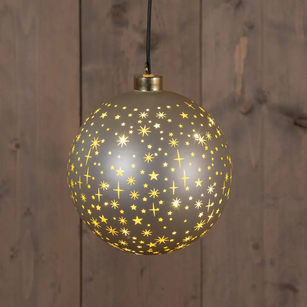 Anna's Collection kerstbal twinkel beige D 15 cm