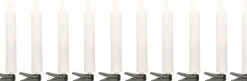Anna's Collection kerstclip kaars wit met LED lampjes warm wit D 5 H 14 cm 10 stuks