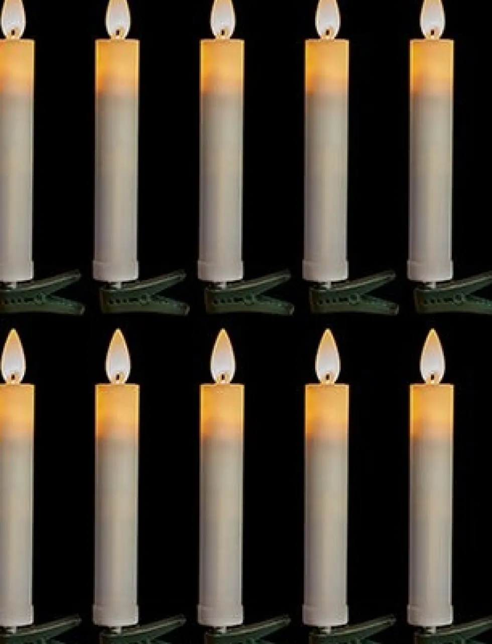 Anna's Collection kerstclip kaars wit met LED lampjes warm wit D 5 H 14 cm 10 stuks
