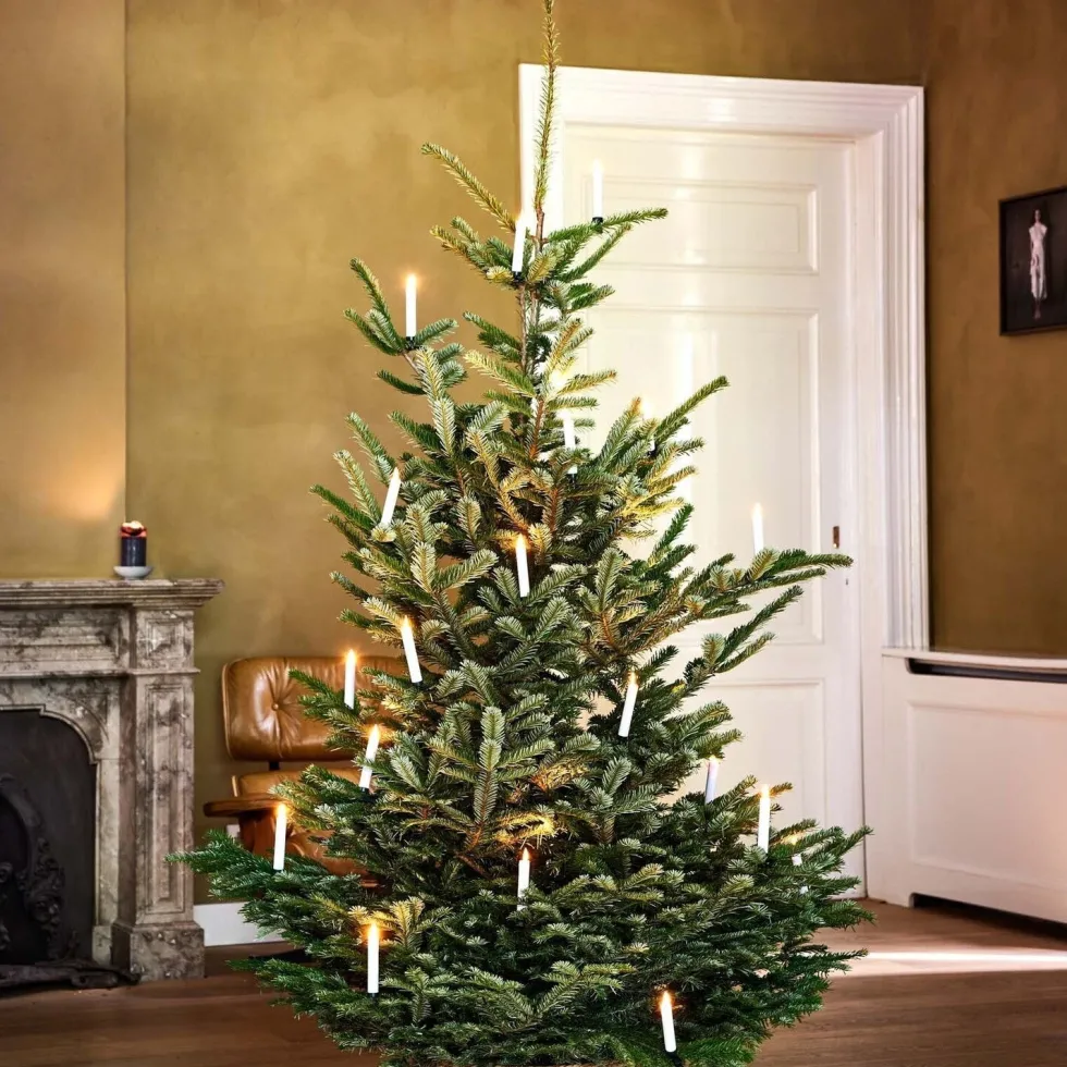Anna's Collection kerstclip kaars wit met LED lampjes warm wit D 5 H 14 cm 10 stuks