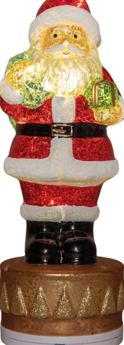 Anna's Collection kerstfiguur kerstman rood / wit met verlichting D 9,5 H 20 cm