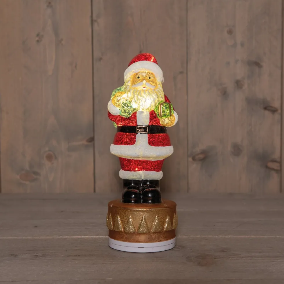 Anna's Collection kerstfiguur kerstman rood / wit met verlichting D 9,5 H 20 cm