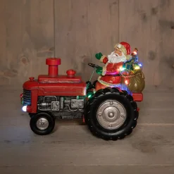 Anna's Collection kerstfiguur tractor met kerstman rood 21 x 16,5 x 27 cm