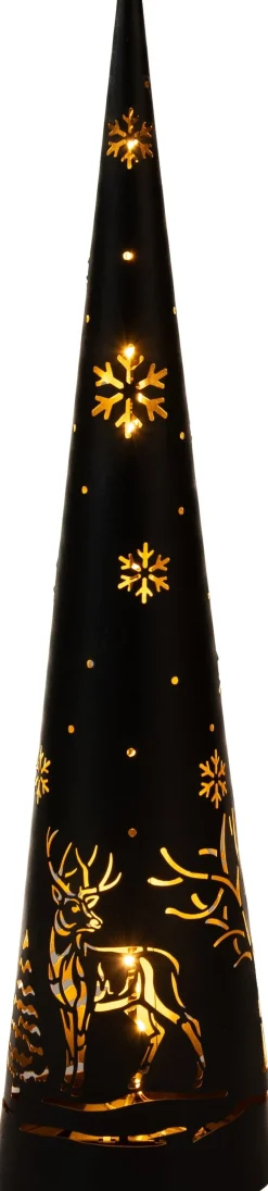 Anna's Collection kerstfiguur Kirona kegel hert zwart met verlichting D 12 H 50,5