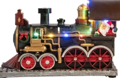 Anna's Collection kerstfiguur stoomtrein met kerstman 19 x 14,5 x 27,5 cm