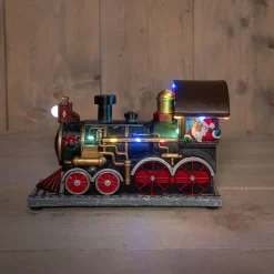 Anna's Collection kerstfiguur stoomtrein met kerstman 19 x 14,5 x 27,5 cm