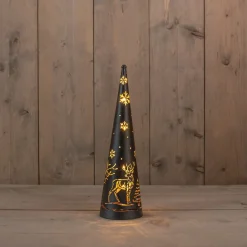 Anna's Collection kerstfiguur Kirona kegel hert zwart met verlichting D 10 H 34,5