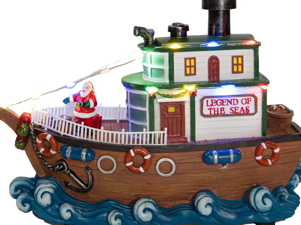 Anna's Collection kerstfiguur boot met kerstman 23 x 15 x 30 cm