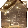 Anna's Collection kerstfiguur huisje roze met verlichting 12 x 12 x 14 cm