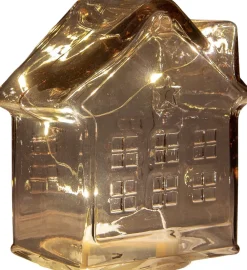 Anna's Collection kerstfiguur huisje roze met verlichting 12 x 12 x 14 cm