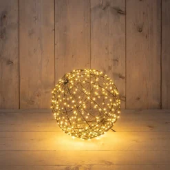 Anna's Collection kersthanger lichtbol zwart met knipperfunctie D 25 H 27 cm