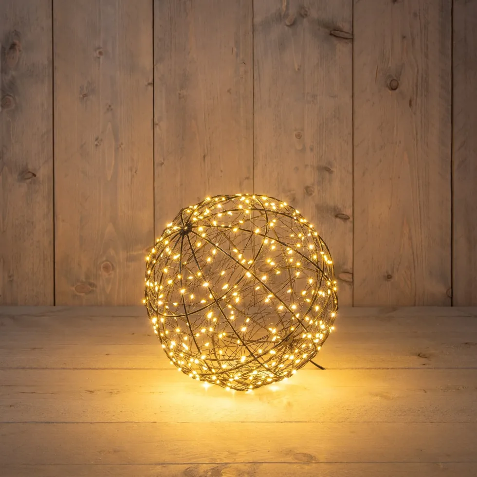 Anna's Collection kersthanger lichtbol zwart met knipperfunctie D 25 H 27 cm