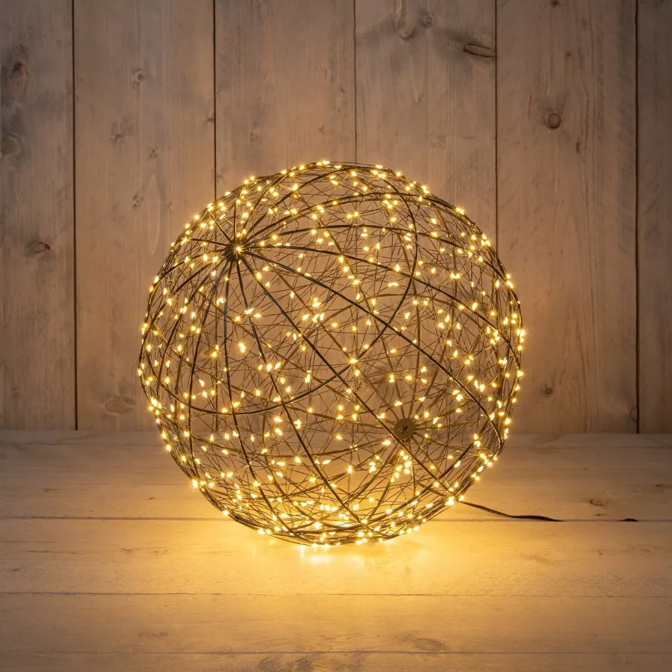 Anna's Collection kersthanger bal zwart met verlichting D 35 H 37 cm