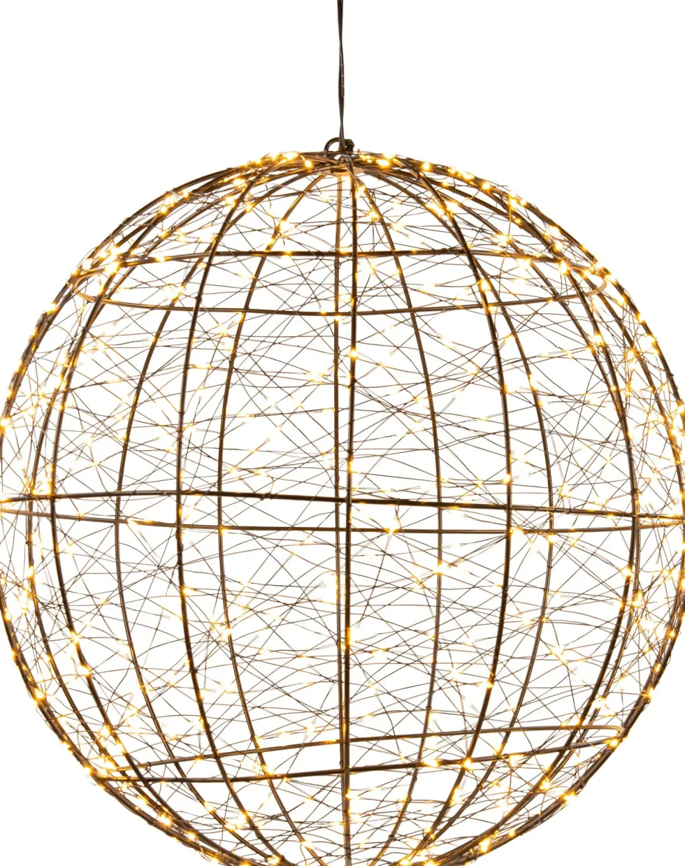 Anna's Collection kersthanger bal zwart met verlichting D 35 H 37 cm