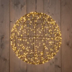 Anna's Collection kersthanger bal zwart met verlichting D 35 H 37 cm