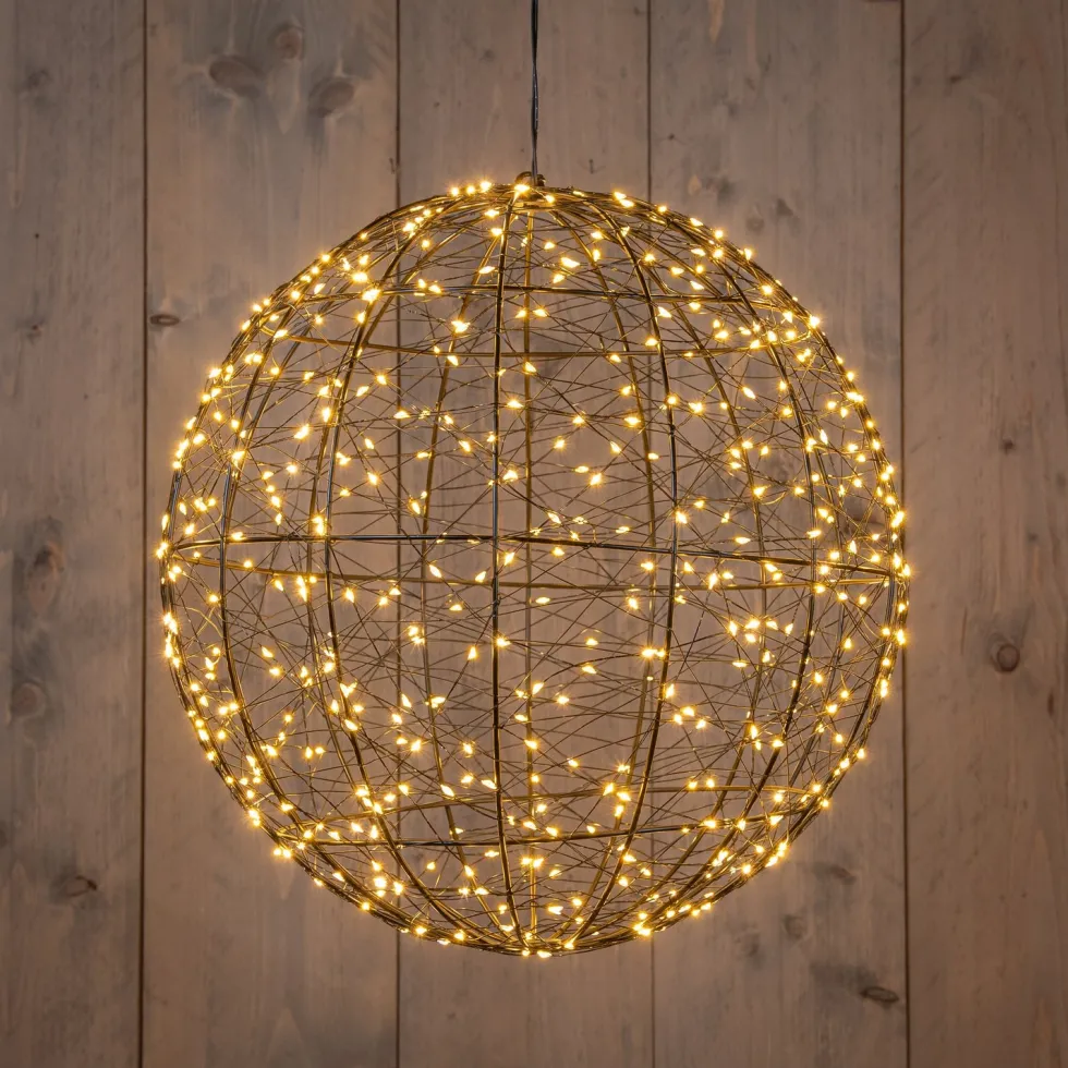 Anna's Collection kersthanger bal zwart met verlichting D 35 H 37 cm