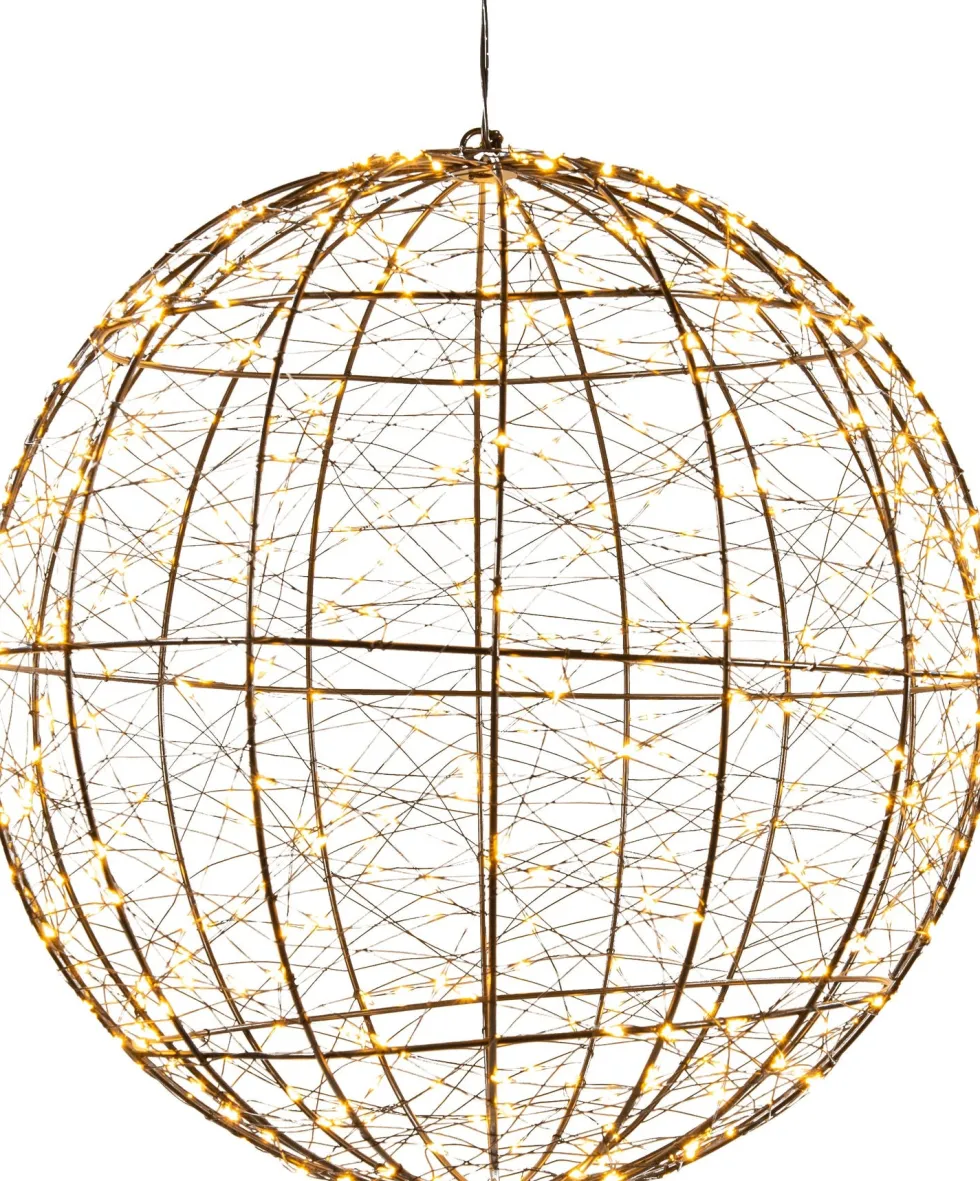 Anna's Collection kersthanger lichtbol zwart met knipperfunctie D 35 H 37 cm