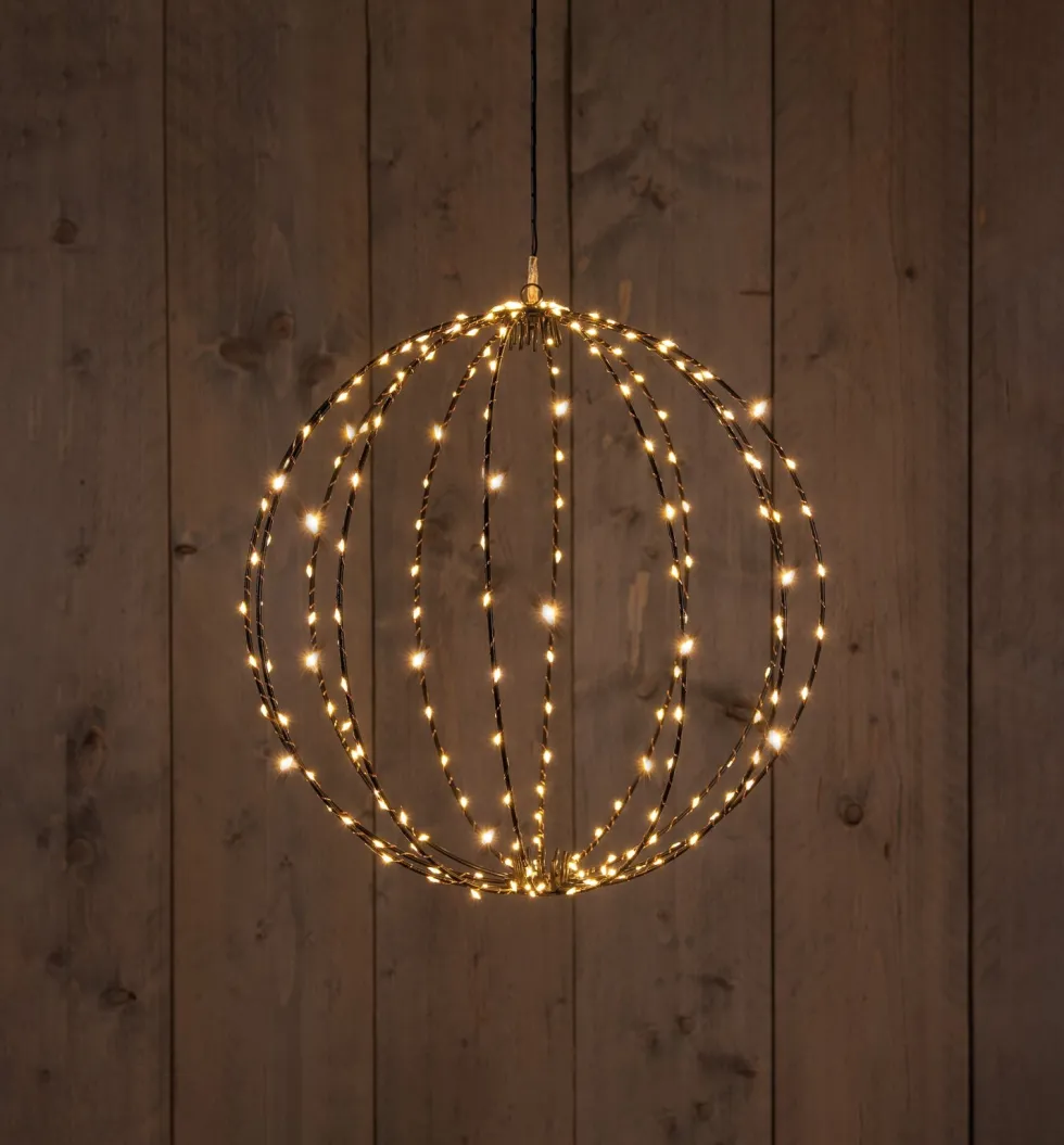Anna's Collection kersthanger bal zwart met verlichtingknipper D 40,5 cm