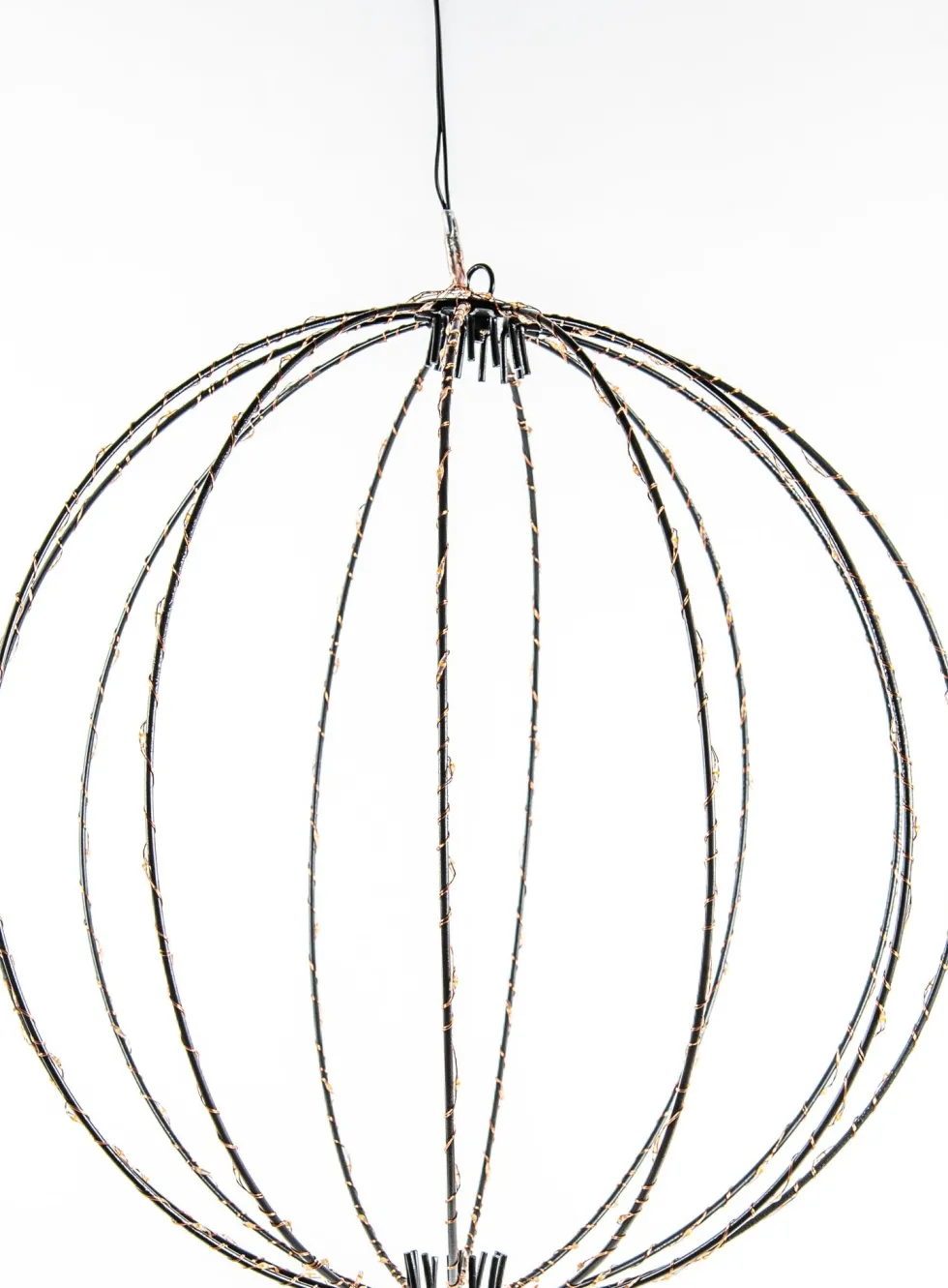 Anna's Collection kersthanger bal zwart met verlichtingknipper D 40,5 cm