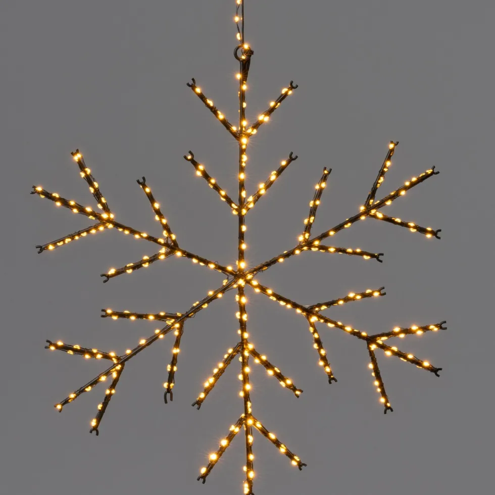 Anna's Collection kersthanger sneeuwvlok zwart met verlichting D 38 H 5 cm