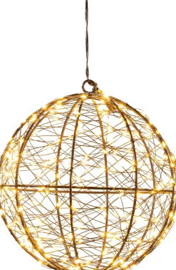 Anna's Collection kersthanger bal zwart met verlichting D 18 H 20 cm
