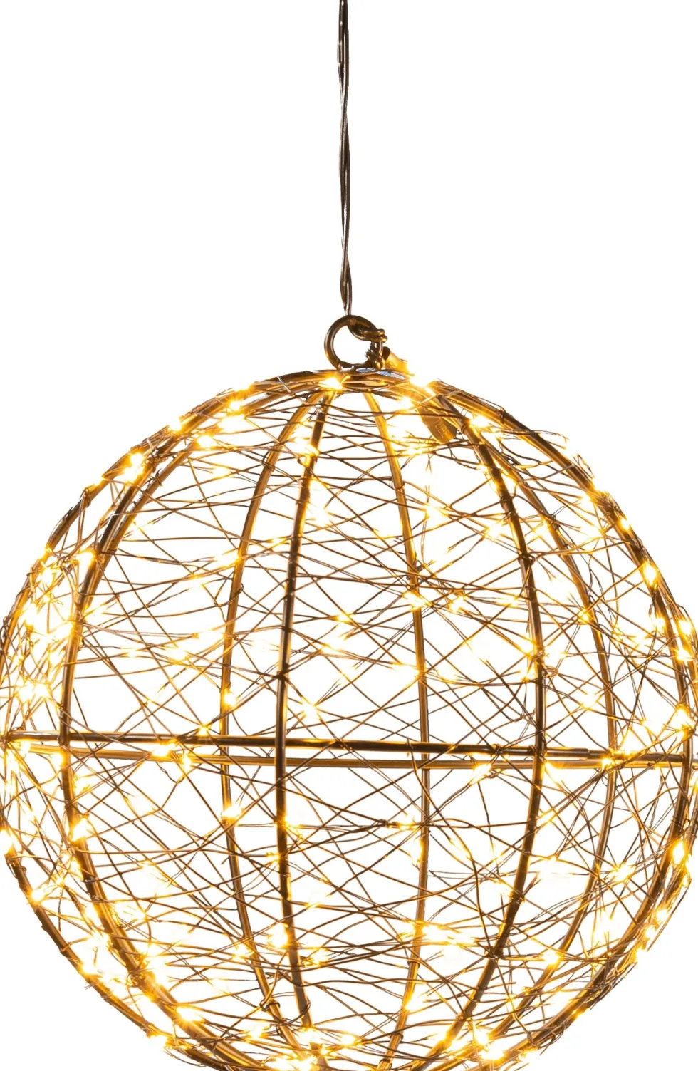 Anna's Collection kersthanger bal zwart met verlichting D 18 H 20 cm
