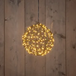 Anna's Collection kersthanger bal zwart met verlichting D 18 H 20 cm