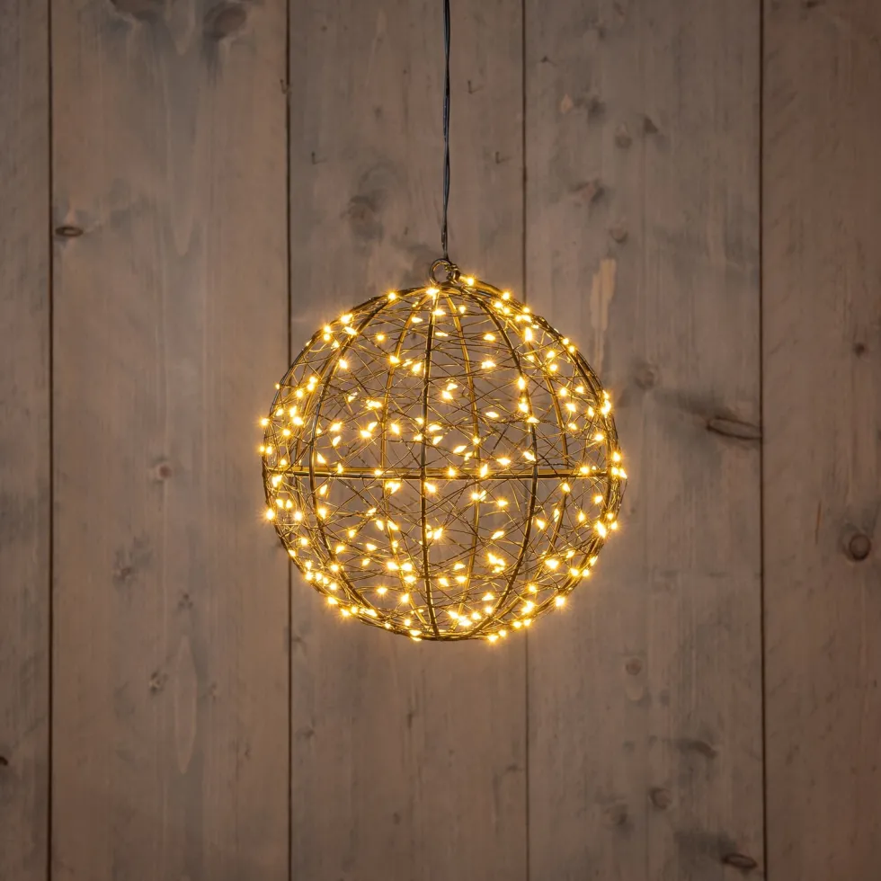 Anna's Collection kersthanger bal zwart met verlichting D 18 H 20 cm