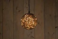 Anna's Collection kersthanger Smokey bal met verlichting D 18 cm