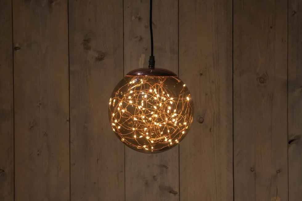 Anna's Collection kersthanger Smokey bal met verlichting D 18 cm