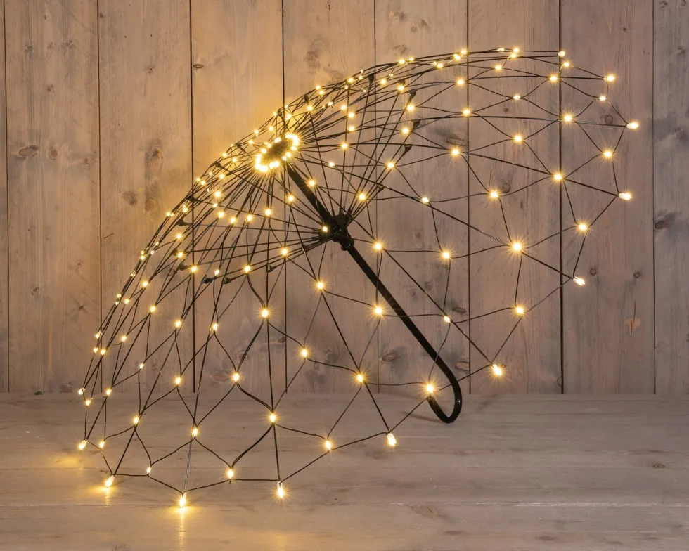 Anna's Collection kersthanger paraplu zwart met verlichting 105 x 105 x 66 cm