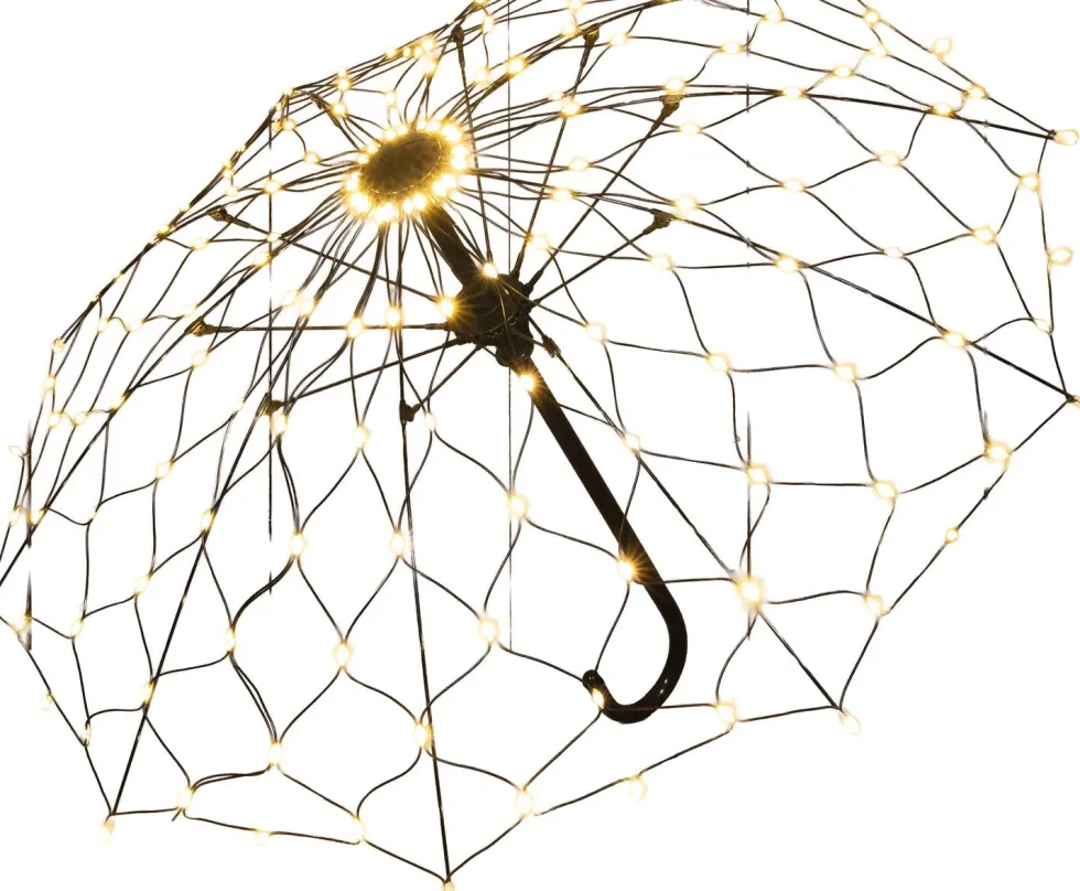 Anna's Collection kersthanger paraplu zwart met verlichting 85 x 85 x 53 cm
