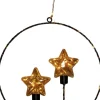 Anna's Collection kersthanger cirkel sterren zwart met verlichting 28 x 29 cm