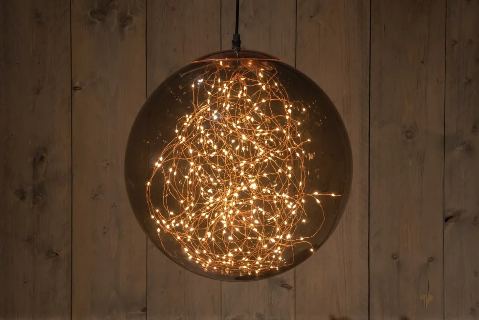 Anna's Collection kersthanger Smokey bal met verlichting D 35 cm