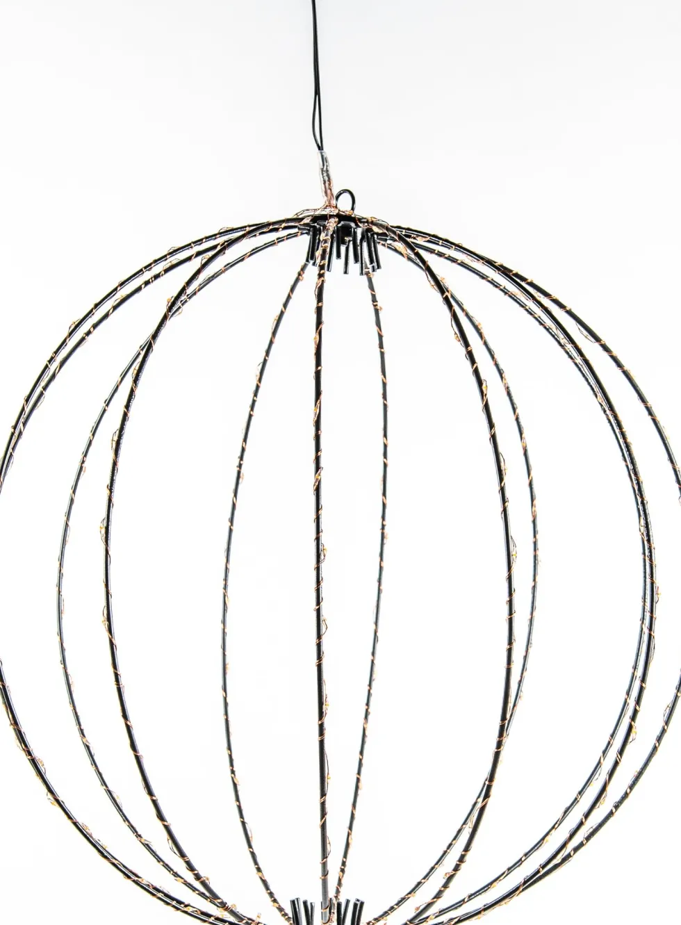 Anna's Collection kersthanger bal zwart met verlichting D 50 cm