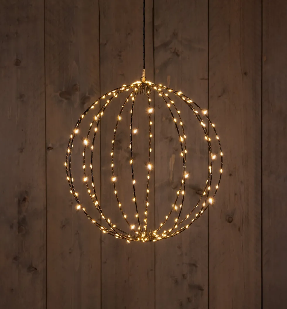 Anna's Collection kersthanger bal zwart met verlichting D 50 cm