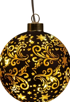 Anna's Collection kersthanger Stars bal bruin met verlichting D 10 cm