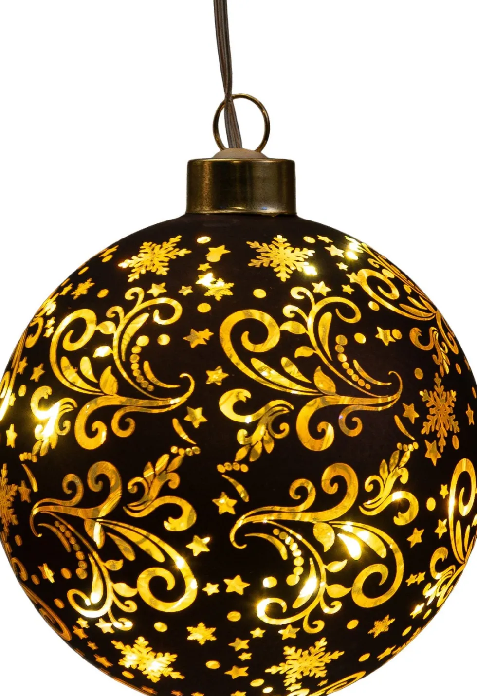 Anna's Collection kersthanger Stars bal bruin met verlichting D 10 cm