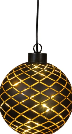 Anna's Collection kersthanger Cosma bal zwart met verlichting D 11 cm