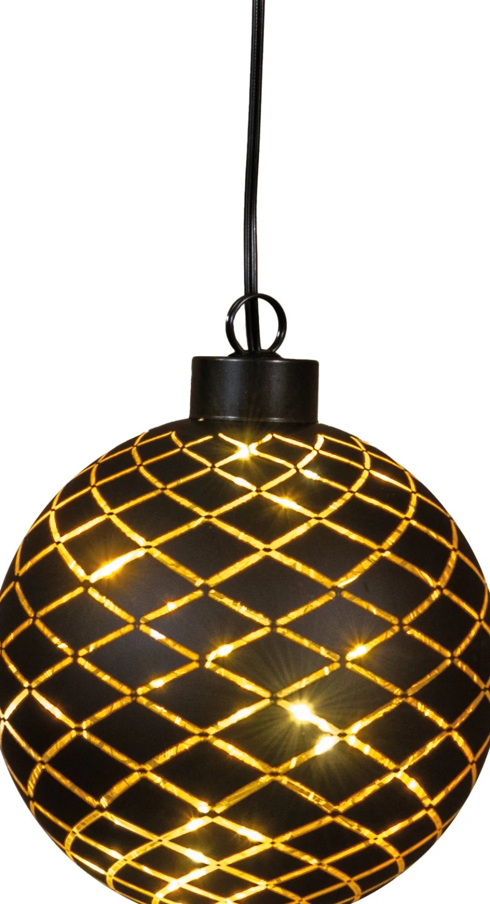 Anna's Collection kersthanger Cosma bal zwart met verlichting D 11 cm