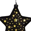 Anna's Collection kersthanger Cosma ster patroon zwart met verlichting 20 x 6,5 x 19 cm