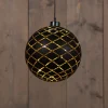 Anna's Collection kersthanger Cosma bal zwart met verlichting D 15 cm