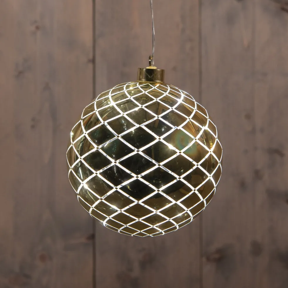 Anna's Collection kersthanger Cosma bal goud met verlichting D 15 cm