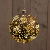 Anna's Collection kersthanger Stars bal bruin met verlichting D 15 cm