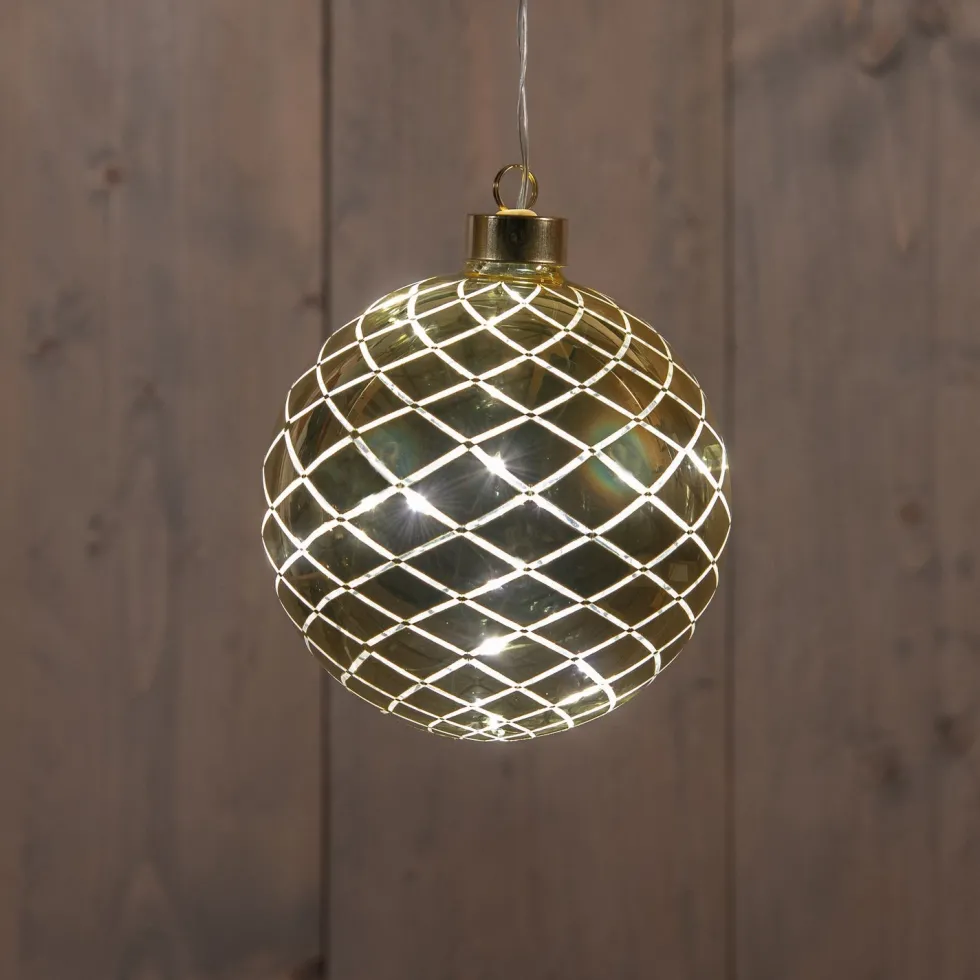 Anna's Collection kersthanger Cosma bal goud met verlichting D 13 cm