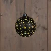 Anna's Collection kersthanger Cosma bal sterren zwart met verlichting D 15 cm