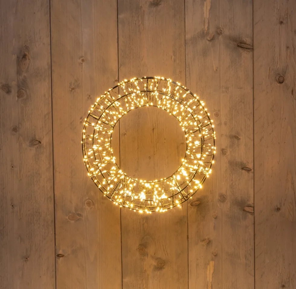 Anna's Collection kerstkrans zwart met 1200 lampjes D 36 H 8 cm